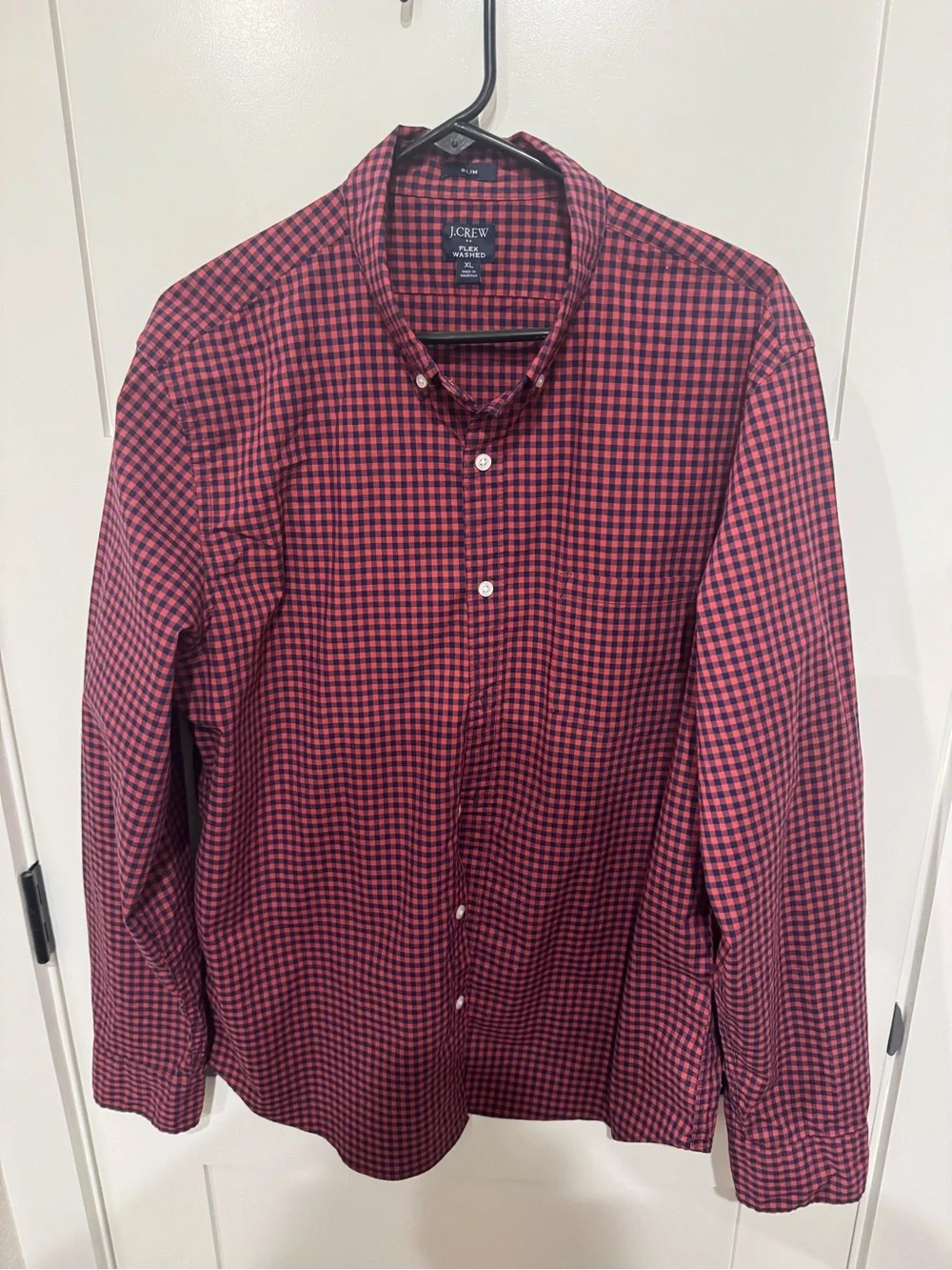 J. Crew Men’s Red and Black Gingham Button-Down Shirt